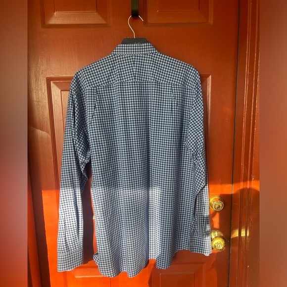 preppy classic j mclaughlin button down shirt size XL trim fit blue  100% cotton - Picture 4 of 5